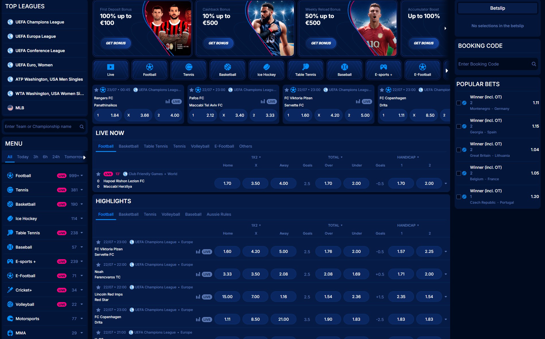 Boomerang sportsbook with live betting markets