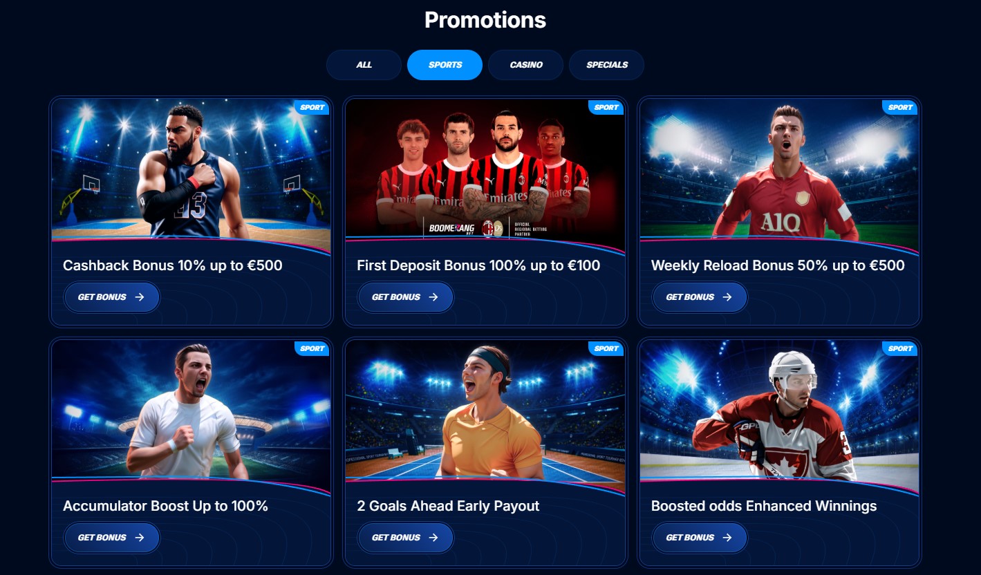 Boomerang Bet sport welcome offer promotion banner